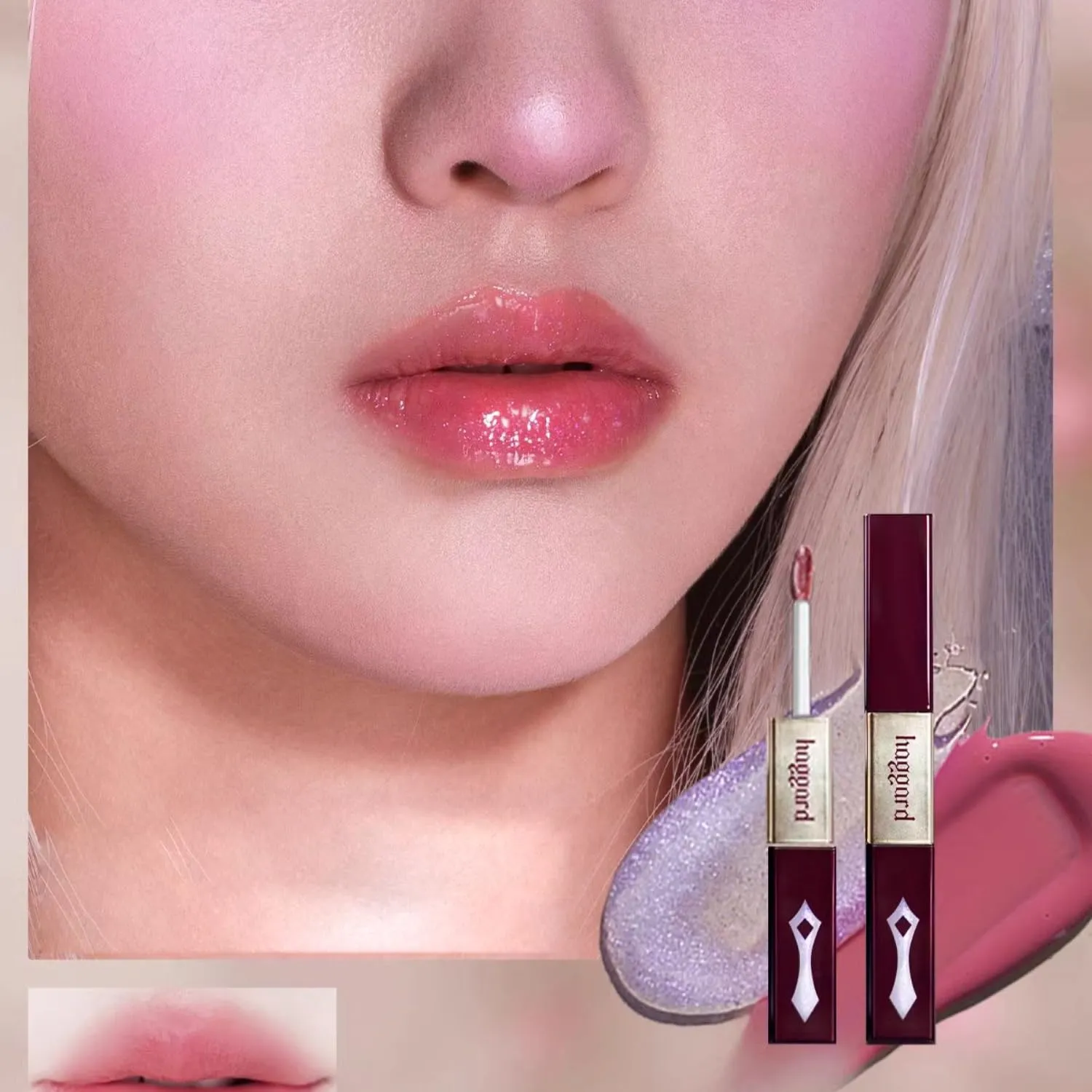1 PC Haggard Double Ends Matte Liquid Lipstick   Shimmer Lip Gloss, Matte Velvet Liquid Lipstick With Glossy Shimmer Jelly Effect Lip Glaze, 2 in 1 Lip Color (05#, 4.6g)