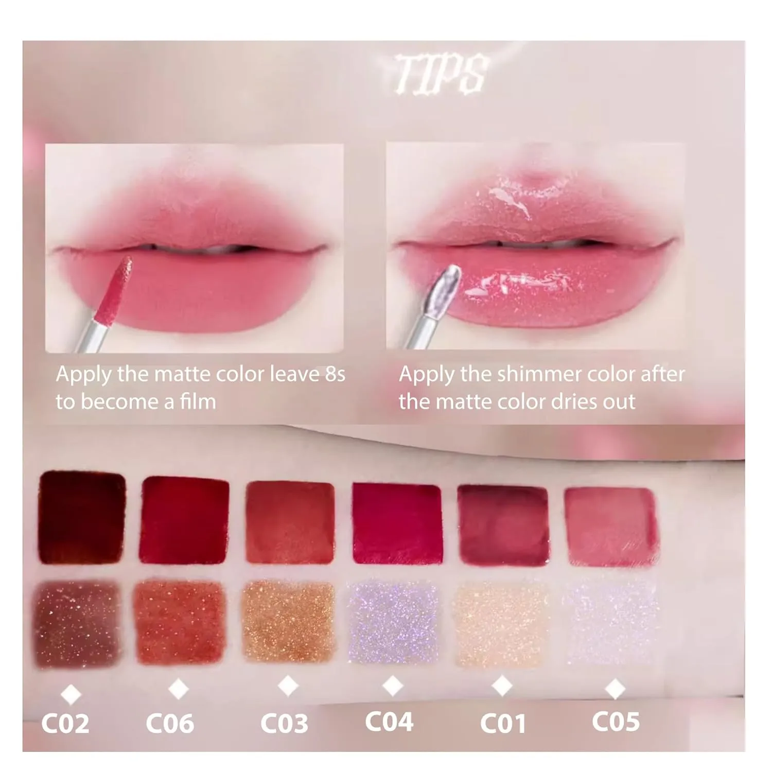 1 PC Haggard Double Ends Matte Liquid Lipstick   Shimmer Lip Gloss, Matte Velvet Liquid Lipstick With Glossy Shimmer Jelly Effect Lip Glaze, 2 in 1 Lip Color (05#, 4.6g)