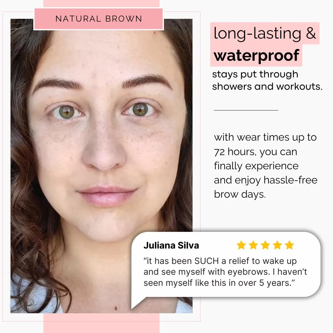 10 Pack Temporary Eyebrow Tattoos Waterproof Eyebrow Stickers, False Tattoos Hair Like Peel Off Instant Transfer Brows For Women And Men | Natural Strokes, Shaping (arched, brown)