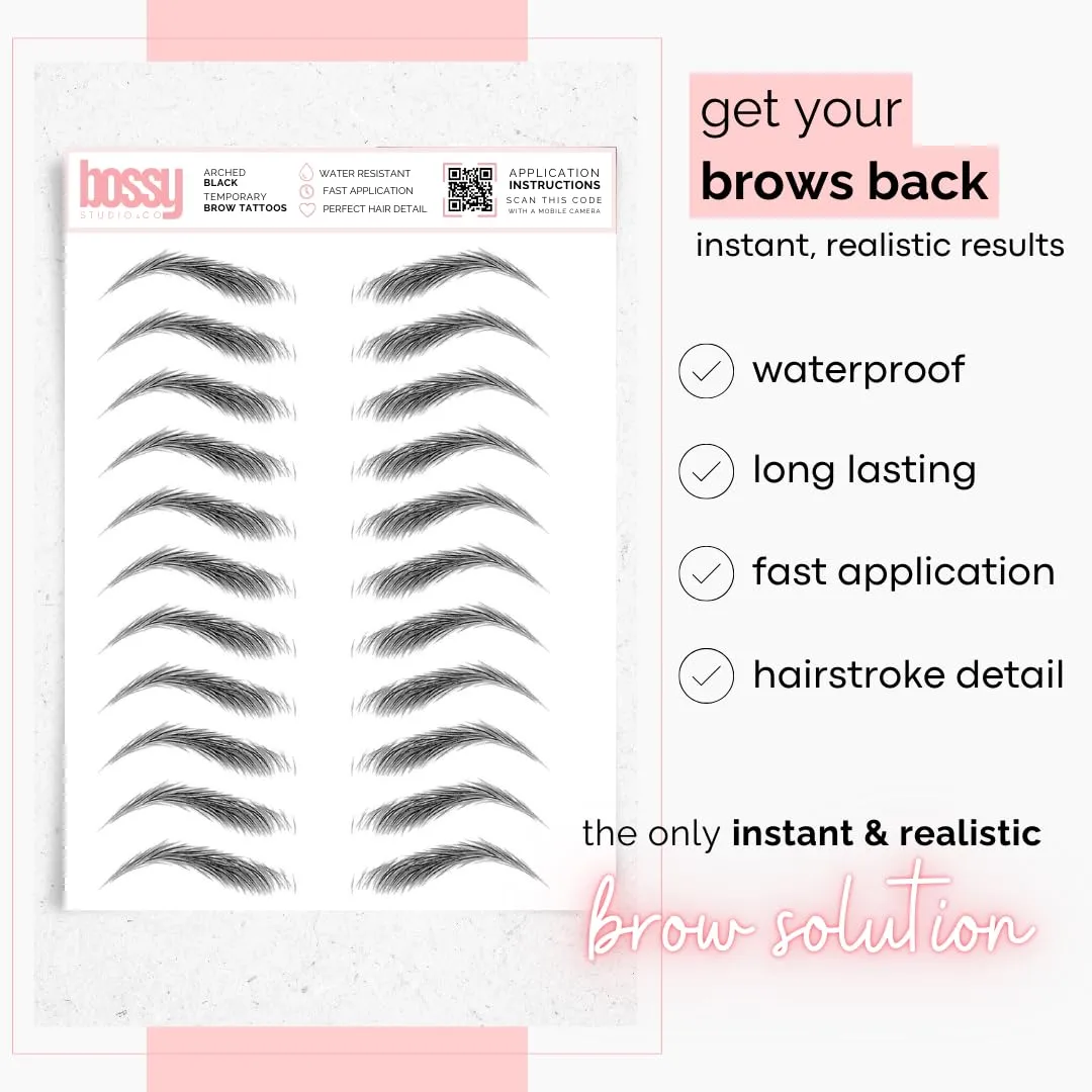 10 Pack Temporary Eyebrow Tattoos Waterproof Eyebrow Stickers, False Tattoos Hair Like Peel Off Instant Transfer Brows For Women And Men | Natural Strokes, Shaping (arched, brown)