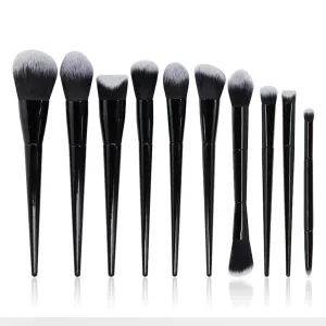 10 Pieces Of Makeup Brush Set, Full Set Of Black Powder Eye Shadow Brush Beauty Tools