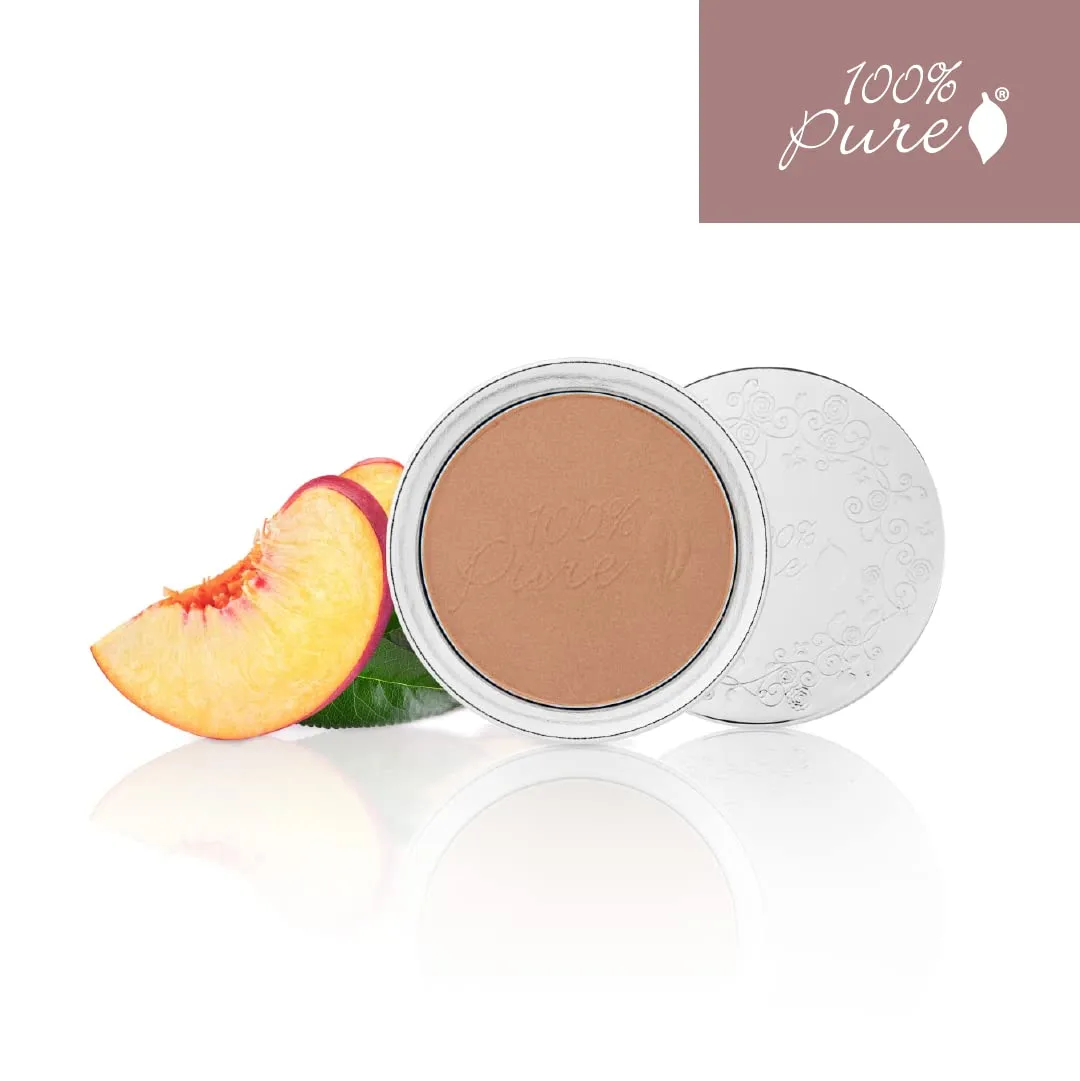 100% PURE Powder Foundation Matte Finish Face Makeup - Oil Absorbing Pressed Poreless Concealer - Vegan Fruit Pigmented Toffee Color (Tan Shade w/Neutral Undertones) - 0.32 Oz