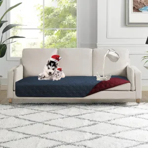 100% Waterproof Dog Bed Cover 30x70 inch Reversible Pad Reusable Camping Mat for Kids/Pet/Dog/Cat Washable Geometric Embroidery Blanket Patchwork Navy Burgundy