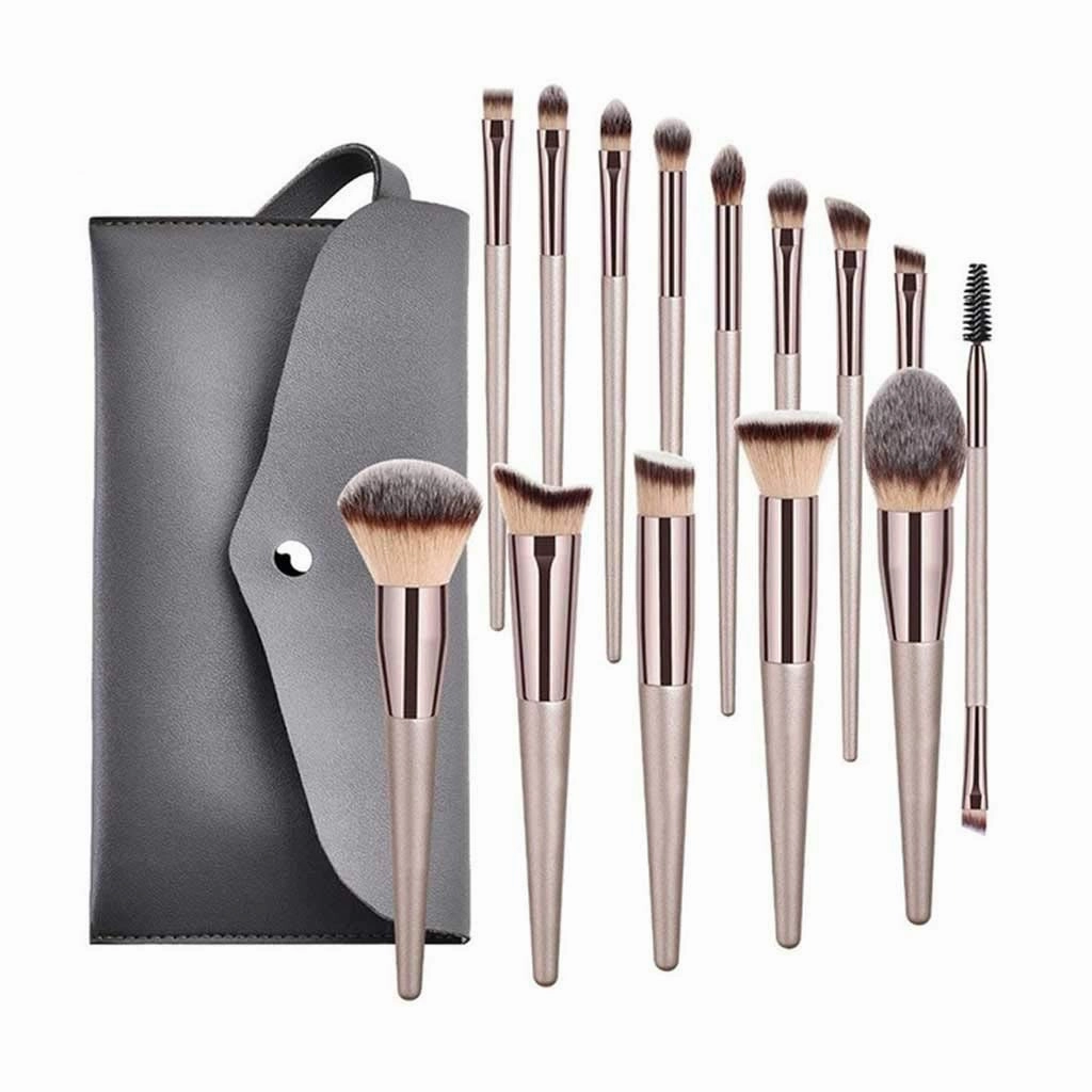 10/14 Champagne Color New Makeup Brush Set Brushes Makeup Tools Foundation Brush Set Full Set of Beauty Tools Convenient (01)