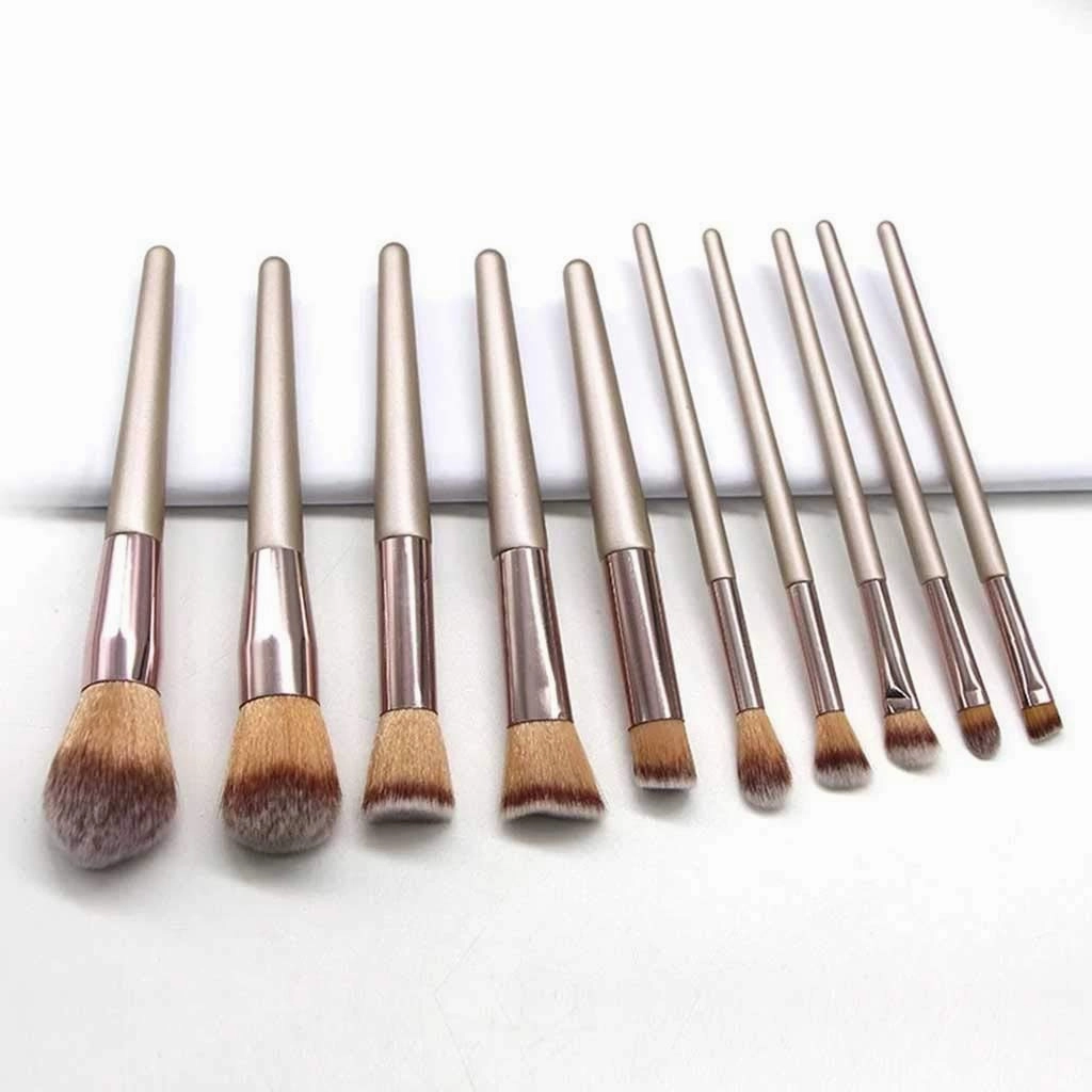 10/14 Champagne Color New Makeup Brush Set Brushes Makeup Tools Foundation Brush Set Full Set of Beauty Tools Convenient(06)