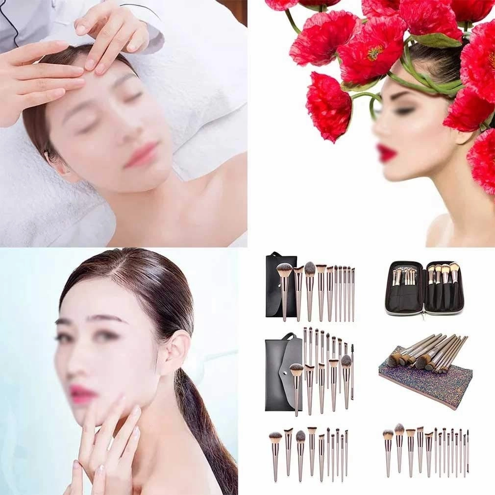 10/14 Champagne Color New Makeup Brush Set Brushes Makeup Tools Foundation Brush Set Full Set of Beauty Tools Convenient(06)