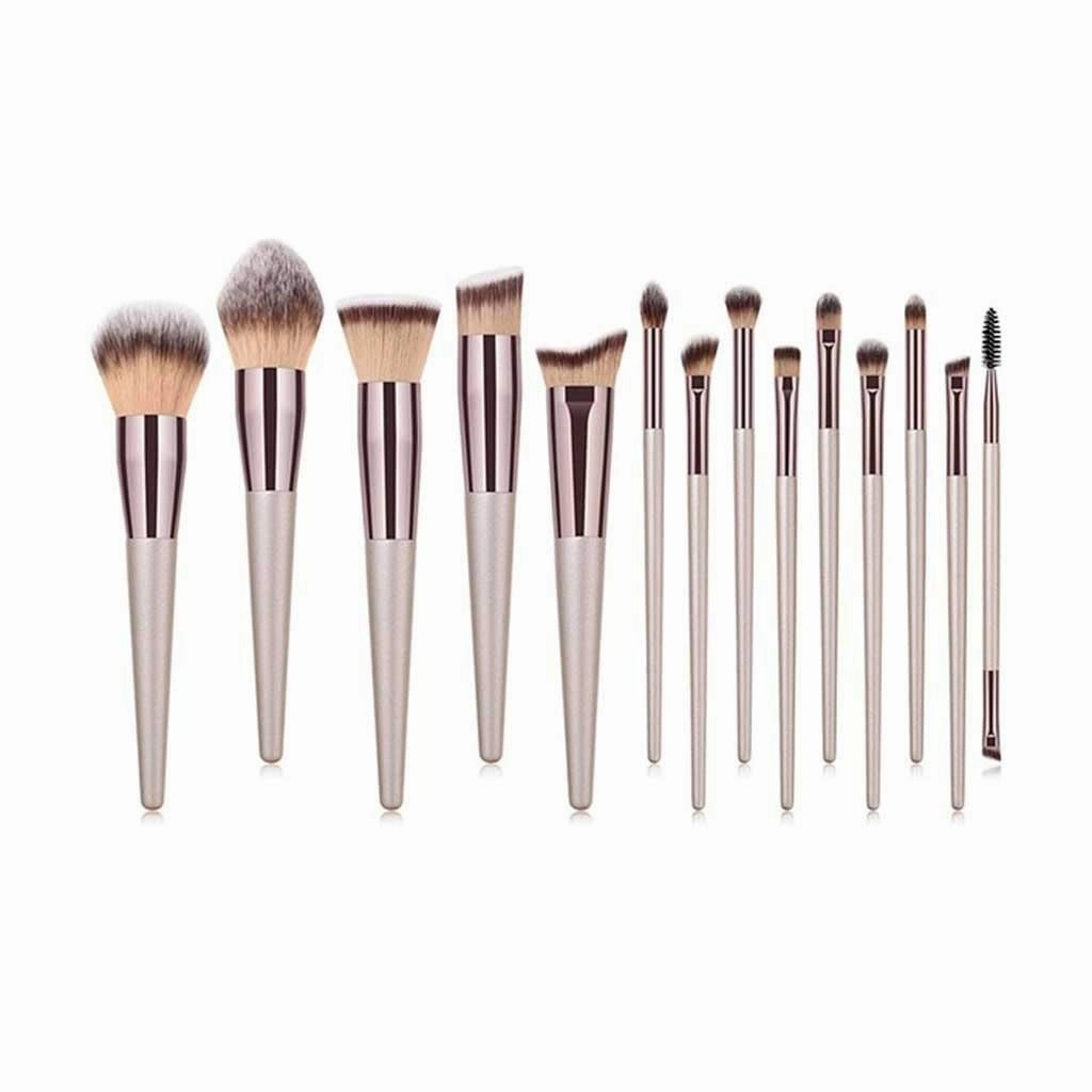 10/14 Champagne Color New Makeup Brush Set Brushes Makeup Tools Foundation Brush Set Full Set of Beauty Tools Convenient(06)