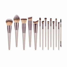 10/14 Champagne Color New Makeup Brush Set Brushes Makeup Tools Foundation Brush Set Full Set of Beauty Tools Convenient(06)