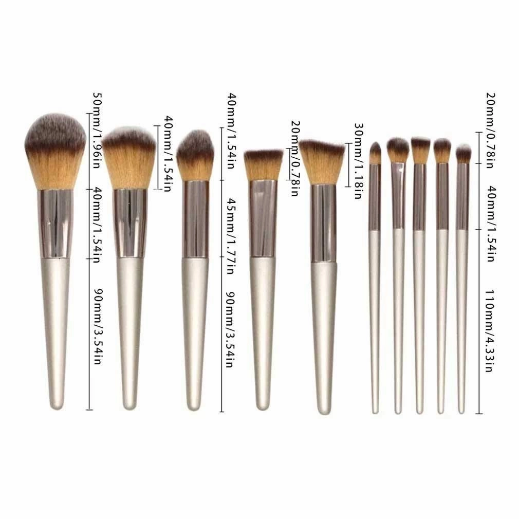 10/14 Champagne Color New Makeup Brush Set Brushes Makeup Tools Foundation Brush Set Full Set of Beauty Tools Convenient(06)