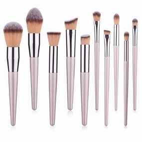 10 Champagne Makeup Brush Set Foundation Powder Blush Eye Shadow Kabuki Blending Brush Beauty Tools