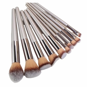 10 Pcs Champagne Gold Makeup Brushes Complete Set of Foundation Loose Powder Blush Concealer Eye Shadow Professional Set
