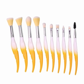 10 Pcs Makeup Brush Set Feather Makeup Brushes Eyeshadow Brush Eye Concealer Foundation Real Makeup Technique(Color:Yellow)(Yellow,One Size)