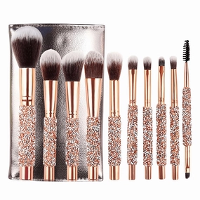 10 Piece Makeup Brushes With Bag Case, Premium Synthetic Foundation Powder Concealers Eye Shadows Makeup (Style1)