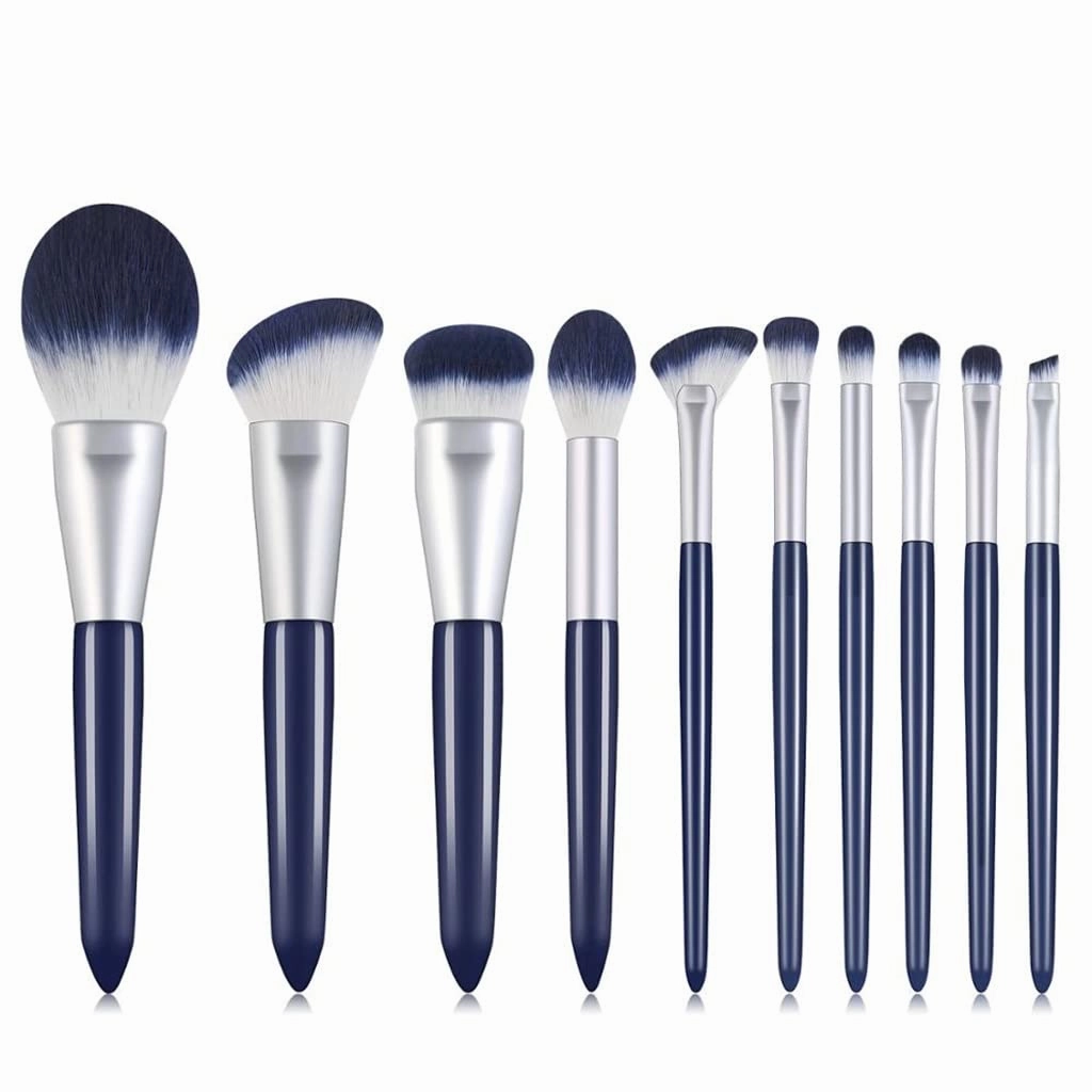 10 Pieces Foundation Makeup Brushes Set Eyeshadow Powder Wood Handle Concealer Cosmetic Eyebrow Eyelash Beauty Tool
