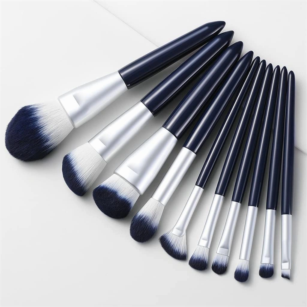10 Pieces Foundation Makeup Brushes Set Eyeshadow Powder Wood Handle Concealer Cosmetic Eyebrow Eyelash Beauty Tool