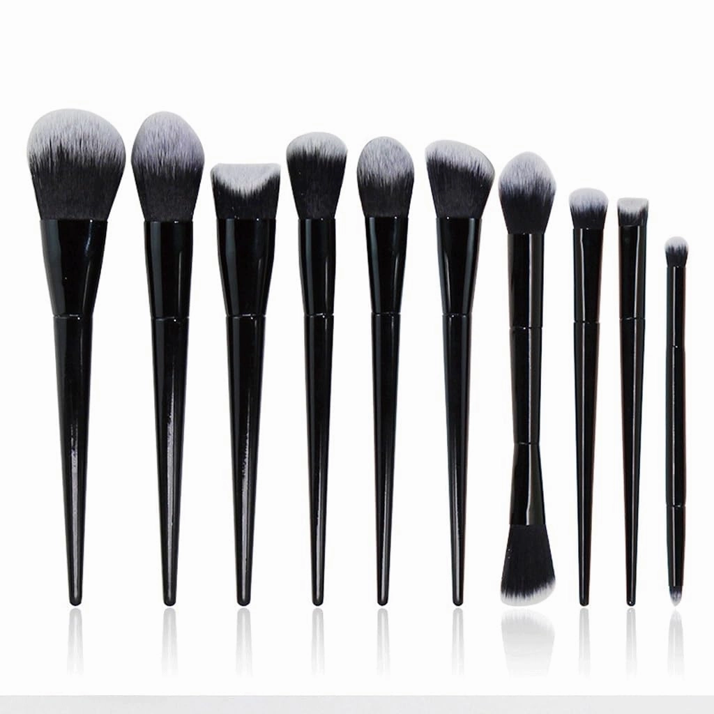 10 Pieces Of Makeup Brush Set, Full Set Of Black Powder Eye Shadow Brush Beauty Tools