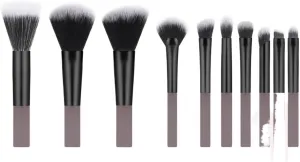 10pcs Multifunctional Makeup Brush Set - mini, Compact and Easy to Carry, Suitable for novices(Black)