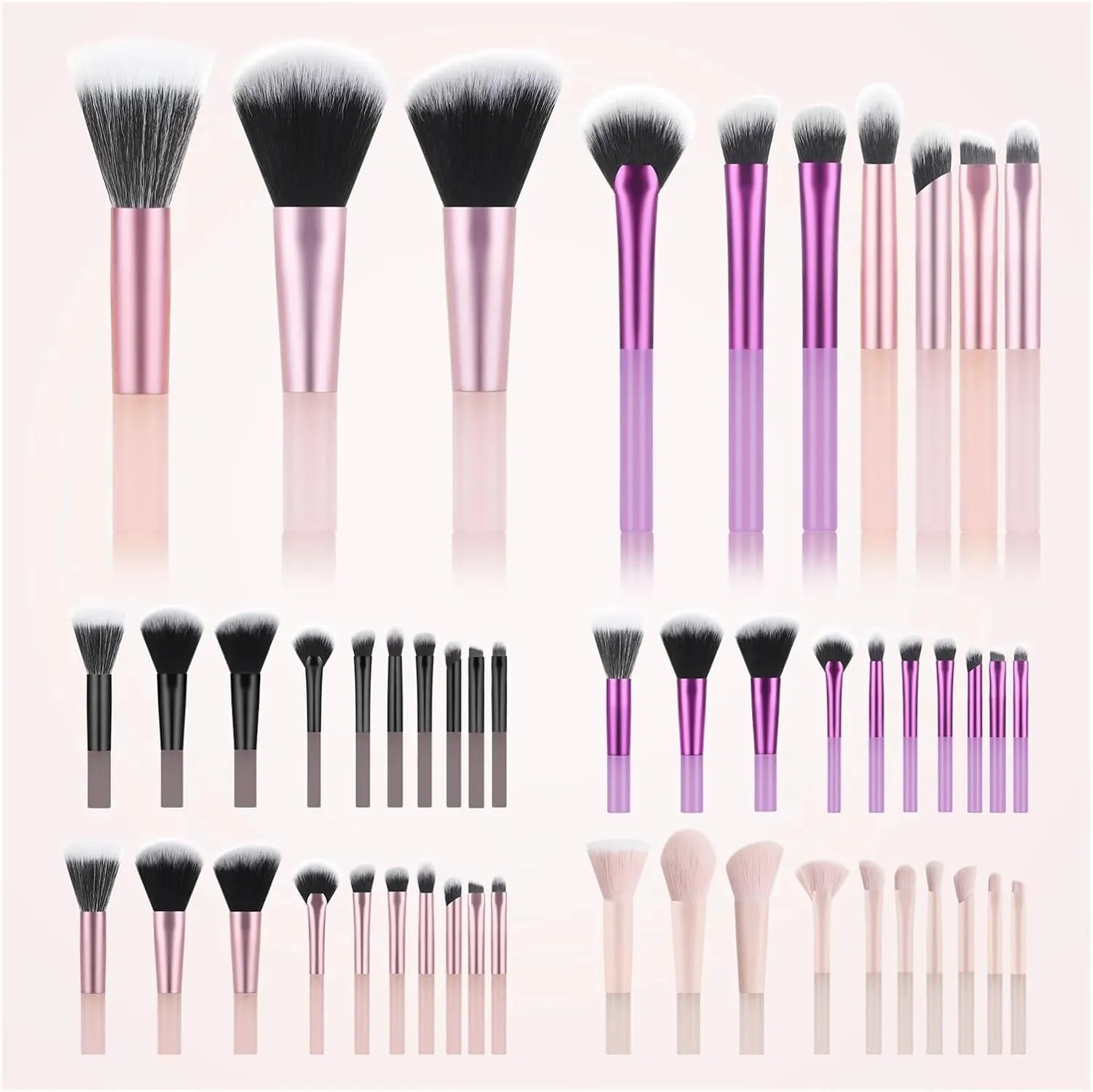 10pcs Multifunctional Makeup Brush Set - mini, Compact and Easy to Carry, Suitable for novices(Black)
