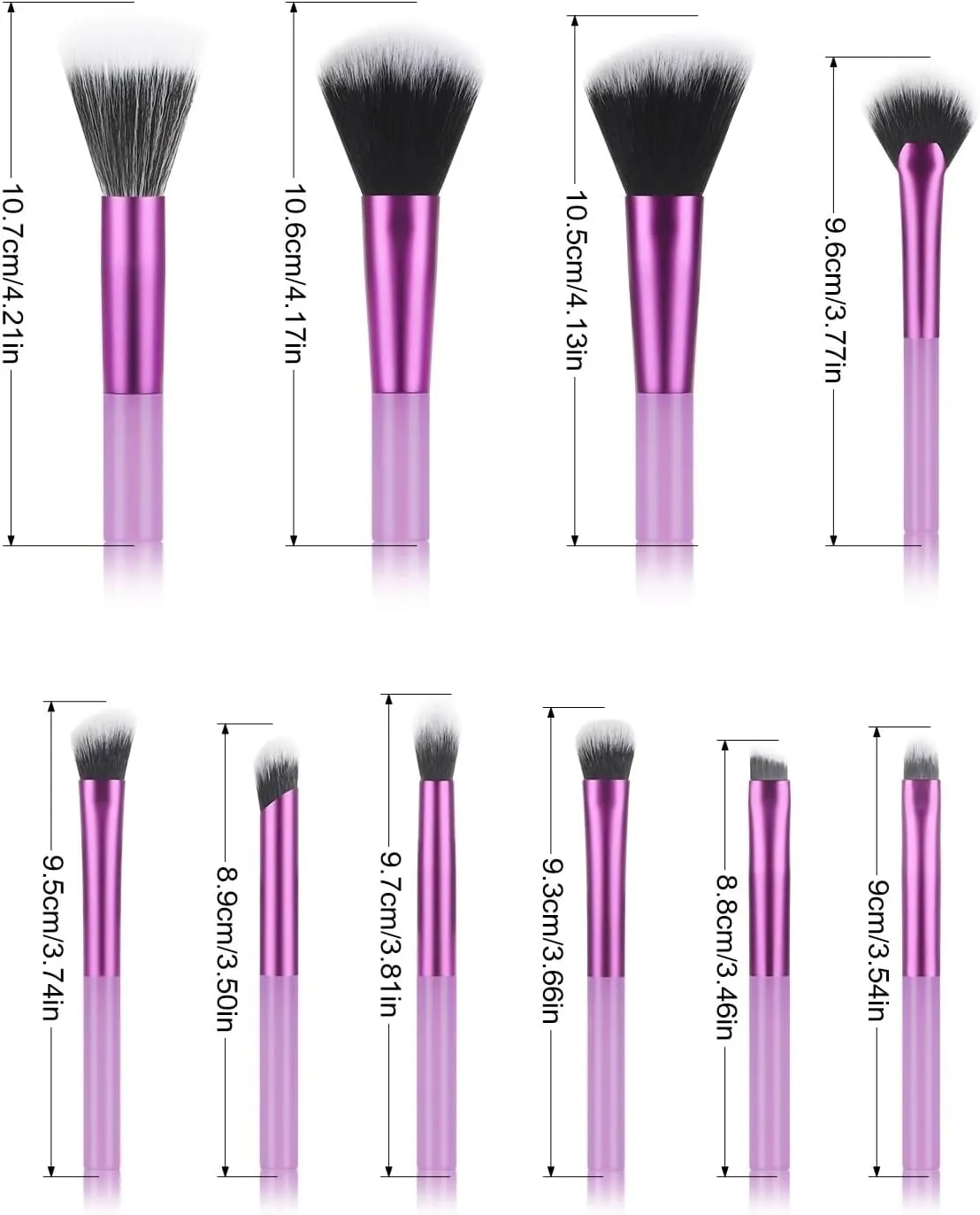 10pcs Multifunctional Makeup Brush Set - mini, Compact and Easy to Carry, Suitable for novices(Black)