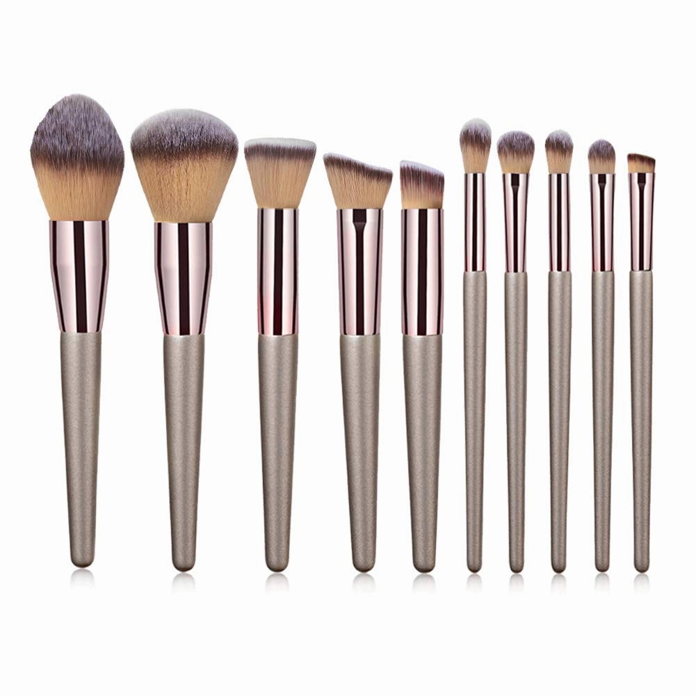 10PCS Makeup Brushes Set, Professional Champagne Gold Makeup Brush, Portable Foundation Eyeshadow Eyebrow Brush Beauty Tools for Women Girls