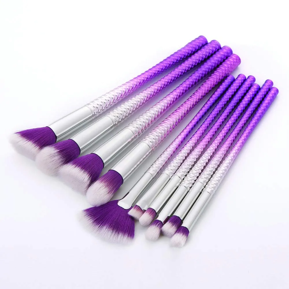 10x Lip Tool Brush Foundation Powder Eyeshadow Eyeliner Makeup Brushes Set Brush Travel Size Makeup Brushes