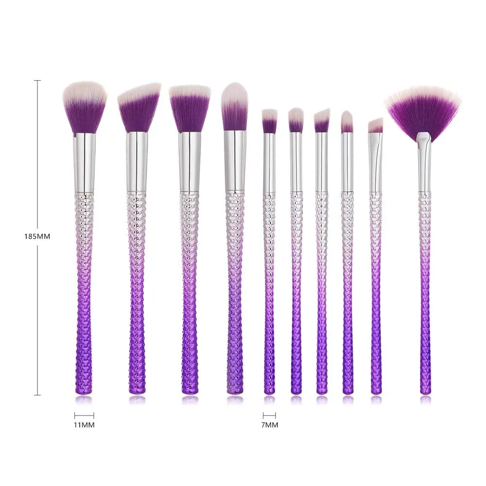 10x Lip Tool Brush Foundation Powder Eyeshadow Eyeliner Makeup Brushes Set Brush Travel Size Makeup Brushes