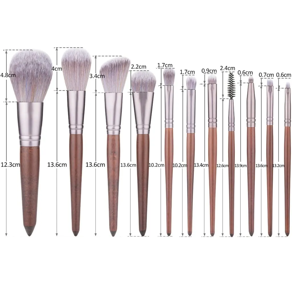 11pcs Makeup Brushes Set Walnut Handle Powder Blusher Lip Eyeliner Eyeshadow Microcrystalline silk Brush Beauty Tools Kit