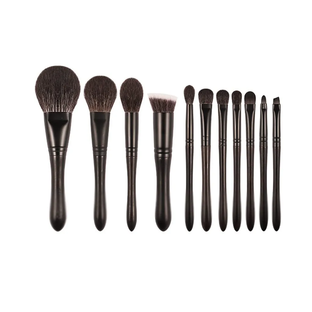 11pcs/set Powder Makeup Brushes Set Blusher Highlight Eyeshadow Concealer Eyebrow Eye Make Up Brushes Ebony