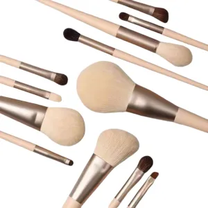 12-Piece Makeup Brush Set - Soft Corn-Silk-Like Fiber Bristles for Contour, Eyeshadow, Powder, Blush & Concealer Application