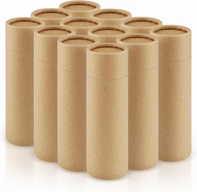 12 Pcs 1 oz Paperboard Lip Balm Tubes,Empty Kraft Paper Chapstick Tube Holder,Push-Up Style Biodegradable Solid Perfume Lip Gloss Container for DIY Homemade Balm Container - Brown
