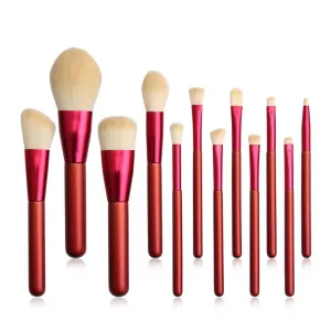 12pcs Soft Synthetic Fibers Hair Make Up Brushes Lip Eyelash Powder Blending Large Brush Essential Set Tool