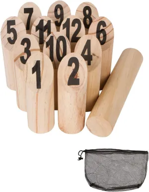 13 Piece Wooden Outdoor Throwing Game with Mesh Carry Bag by Trademark Innovations , Brown