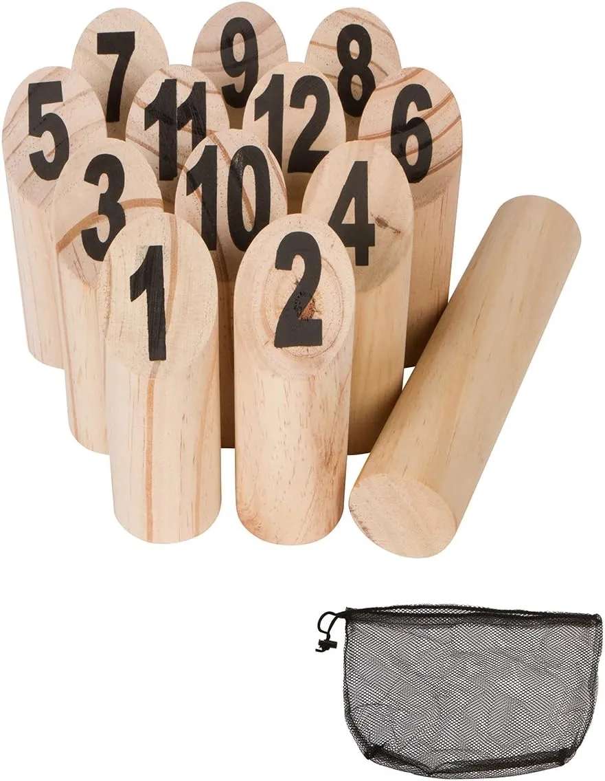 13 Piece Wooden Outdoor Throwing Game with Mesh Carry Bag by Trademark Innovations , Brown