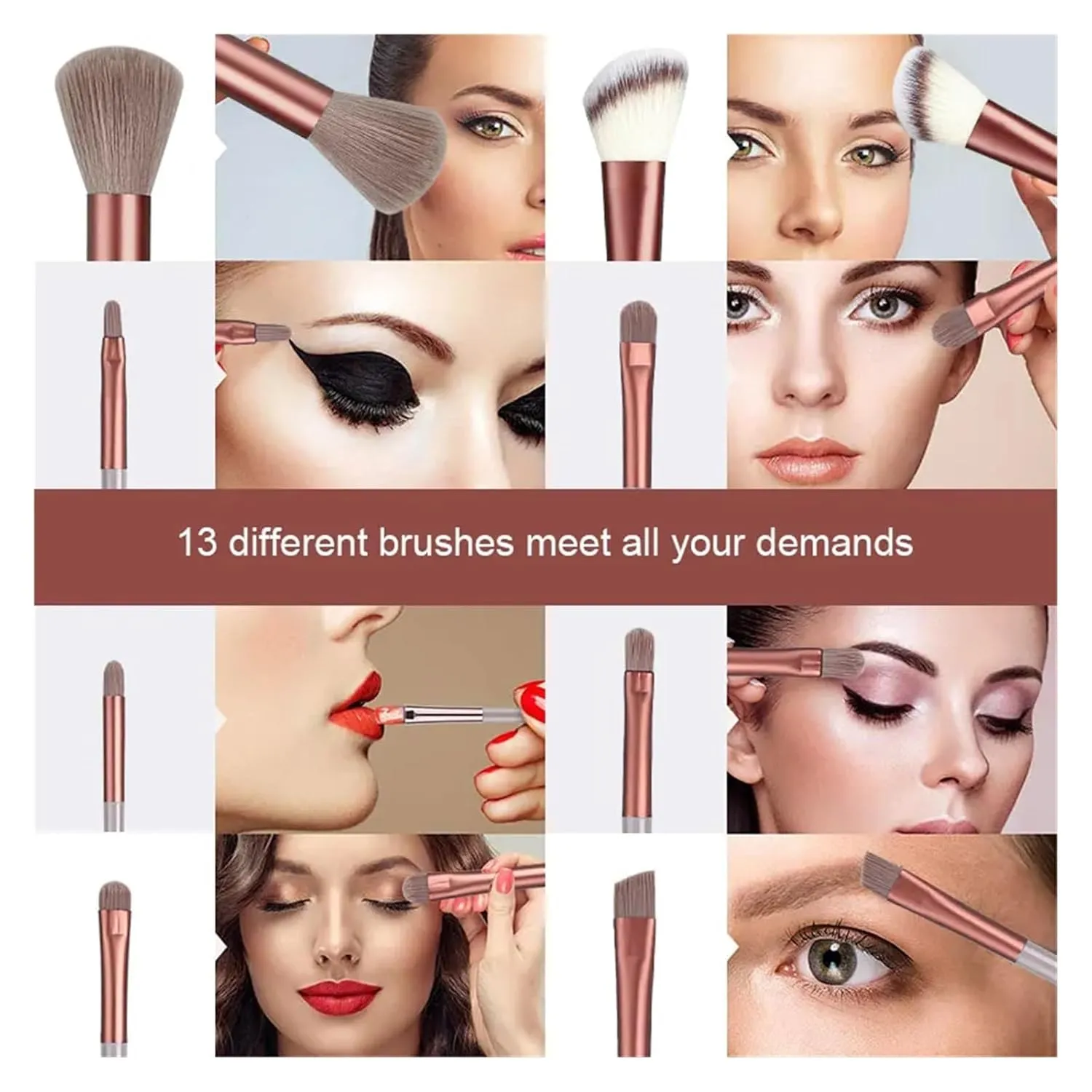 13Pcs Makeup Brushes Set Soft Fluffy Eye Shadow Highlighter Concealers Brush Blush Loose Powder Brush Blending Women Beauty Tool(Blue with bag)