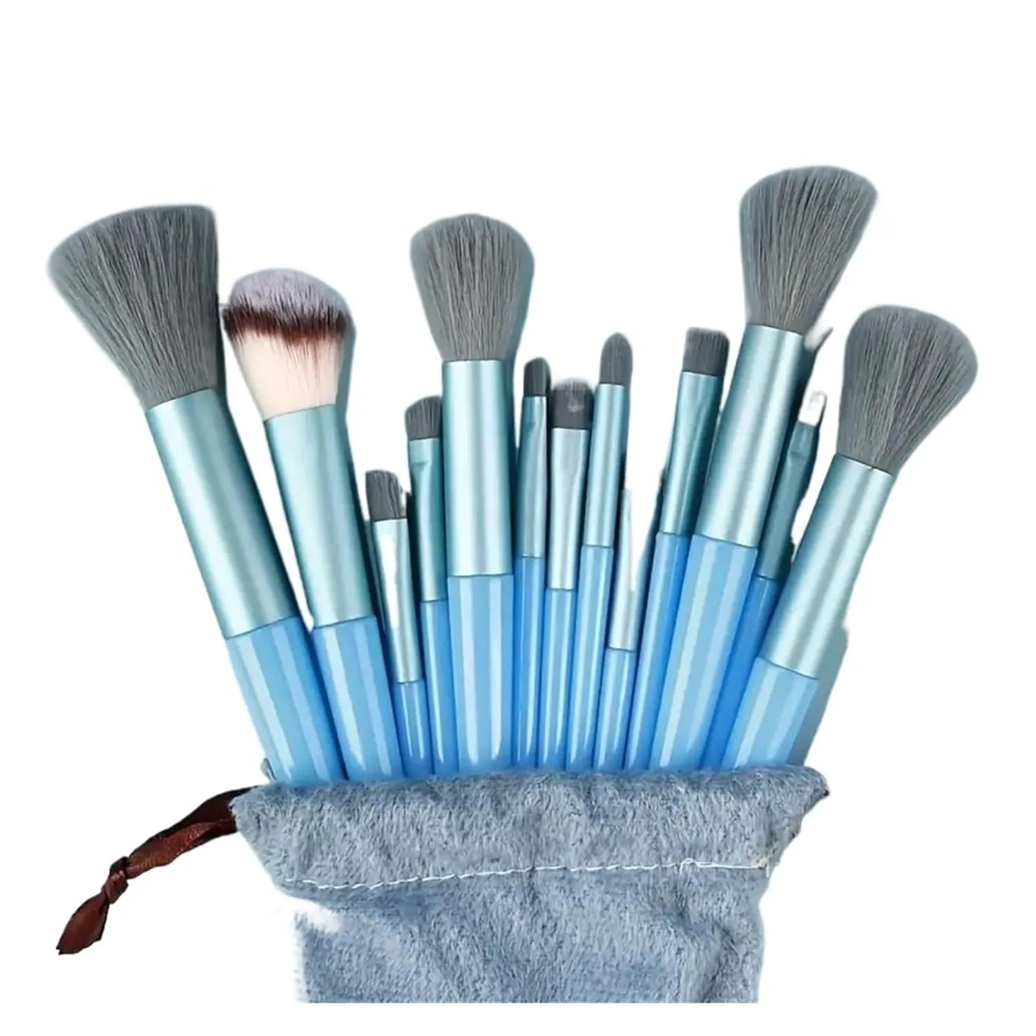 13Pcs Makeup Brushes Set Soft Fluffy Eye Shadow Highlighter Concealers Brush Blush Loose Powder Brush Blending Women Beauty Tool(Blue with bag)