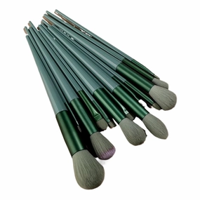 13Pcs Makeup Brush Set Make Up Concealer Brush Blush Powder Brush Eye Shadow Highlighter Foundation Brush Cosmetic Beauty Tools(C505-Green no bag)