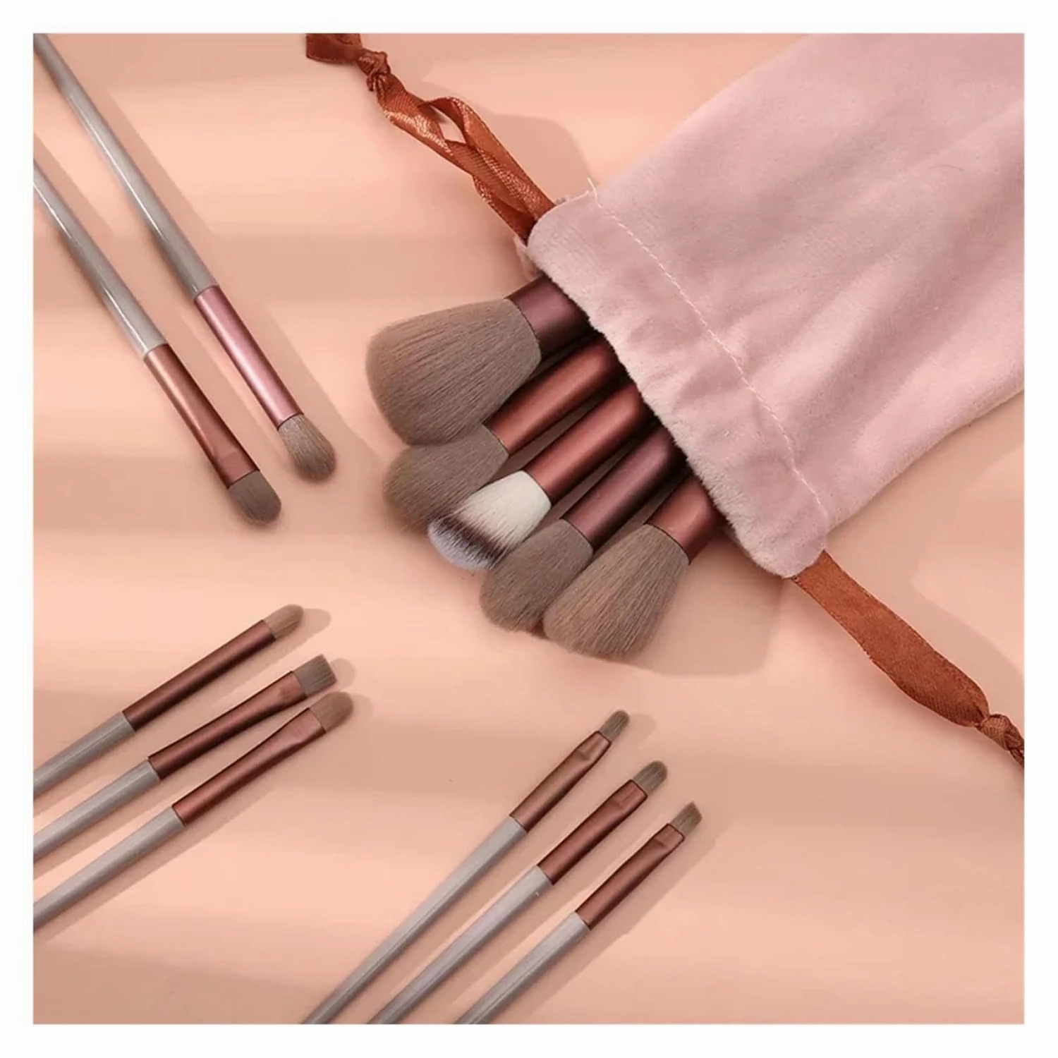 13Pcs Makeup Brush Set Make Up Concealer Brush Blush Powder Brush Eye Shadow Highlighter Foundation Brush Cosmetic Beauty Tools(C505-Green no bag)