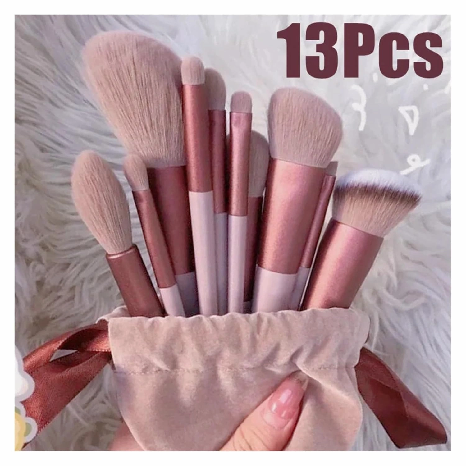 13Pcs Makeup Brush Set Make Up Concealer Brush Blush Powder Brush Eye Shadow Highlighter Foundation Brush Cosmetic Beauty Tools(C505-Green no bag)