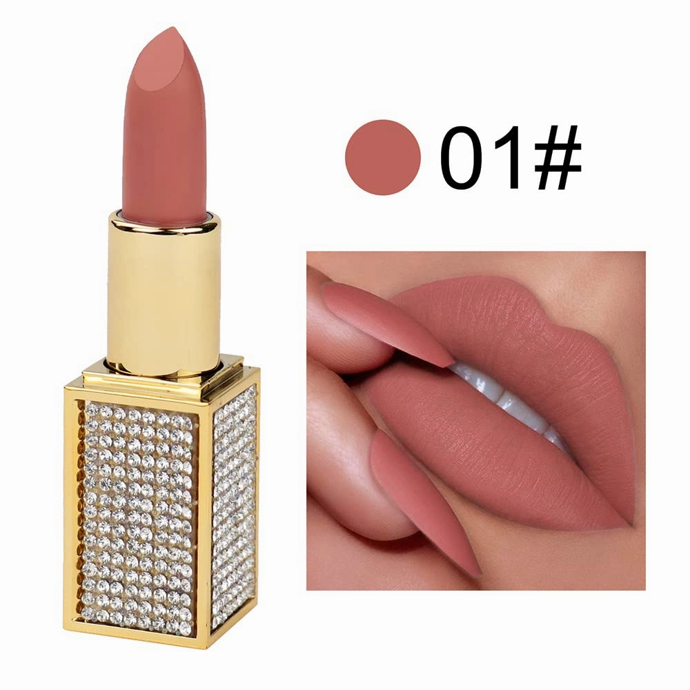 14 Colos Matte Waterproof LipStick Long Lasting Lip Makeup No Fade Pigmented Lip Stick Cosmeitc for Girls and Women Christmas Valentine's Day Gift (01#)