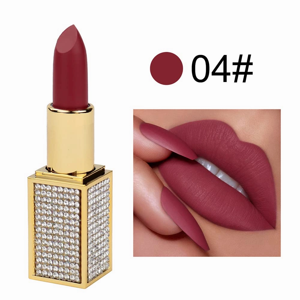 14 Colos Matte Waterproof LipStick Long Lasting Lip Makeup No Fade Pigmented Lip Stick Cosmeitc for Girls and Women Christmas Valentine's Day Gift (04#)