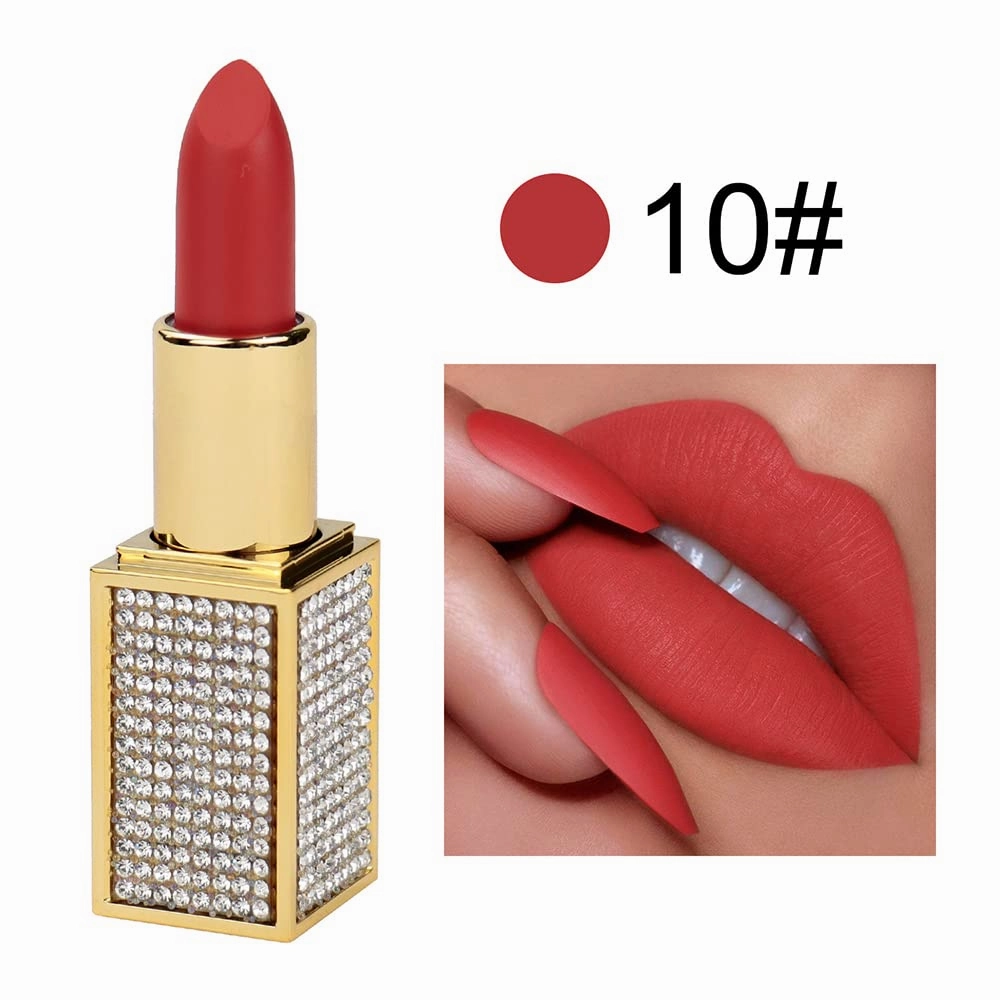 14 Colos Matte Waterproof LipStick Long Lasting Lip Makeup No Fade Pigmented Lip Stick Cosmeitc for Girls and Women Christmas Valentine's Day Gift (10#)