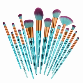 15pcs Makeup Brushes Set,Diamond Handle Cosmetic Brushes Kit For Powder Liquid Foundation Blush Eye Shadow (green)