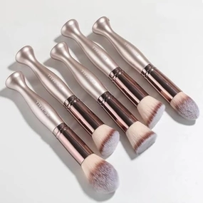 16 pack cosmetic brush stand up synthetic foundation make-up brush with 3 cosmetic sponges