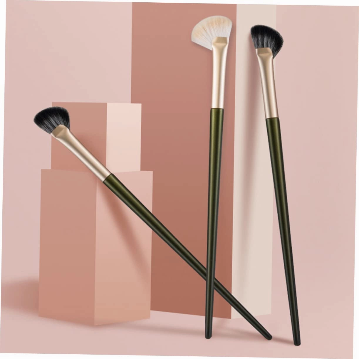 16pcs Angled Makeup Brush Nose Contour Eye Shadow and Concealer Brushes for Blending Premium Synthetic Hair Soft and Comfortable for Professional Makeup Application