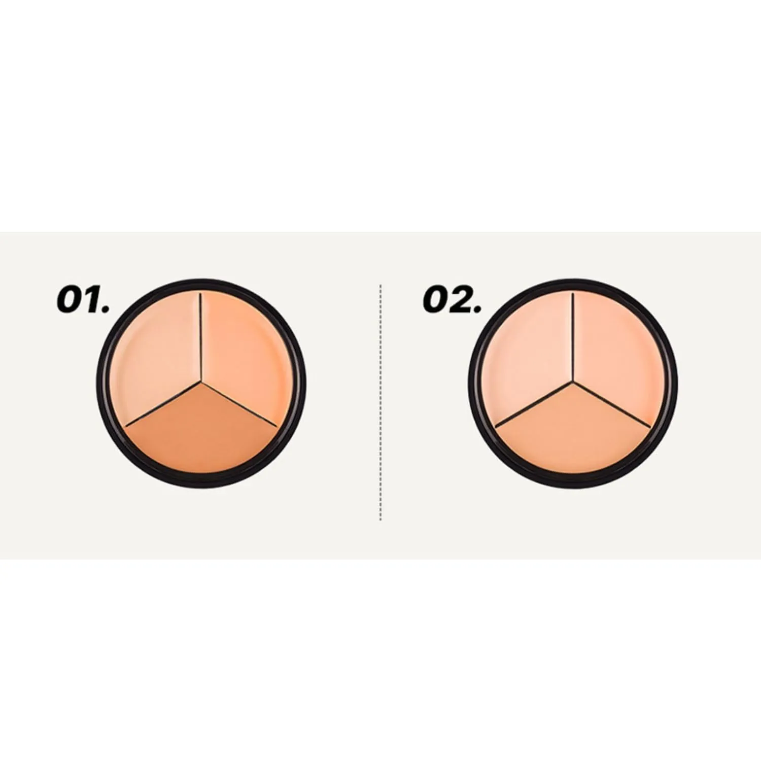 1PC J/X Professional Triple Concealer Cream Concealer, Full Coverage Long Lasting Smudge Proof Concealer Palette (Light, 15g)