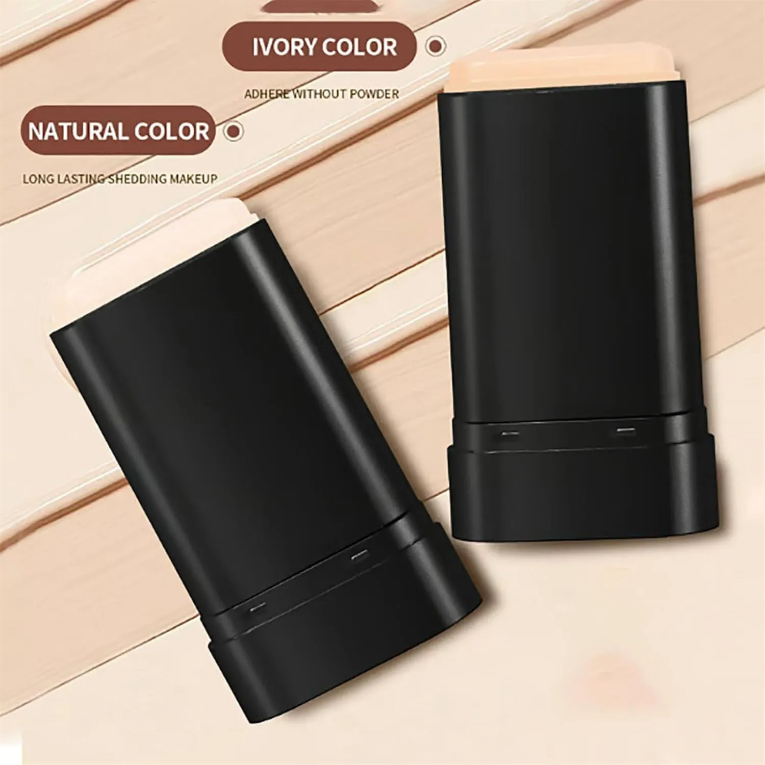 2 In 1- Luxury Anti-Wrinkle Foundation Stick, Vivien Beauty Foundation Stick, Multi-Use Foundation Stick Makeup, Double Head Foundation Make-Up Stick, Longwear Natural Finish (#02, 1pcs)