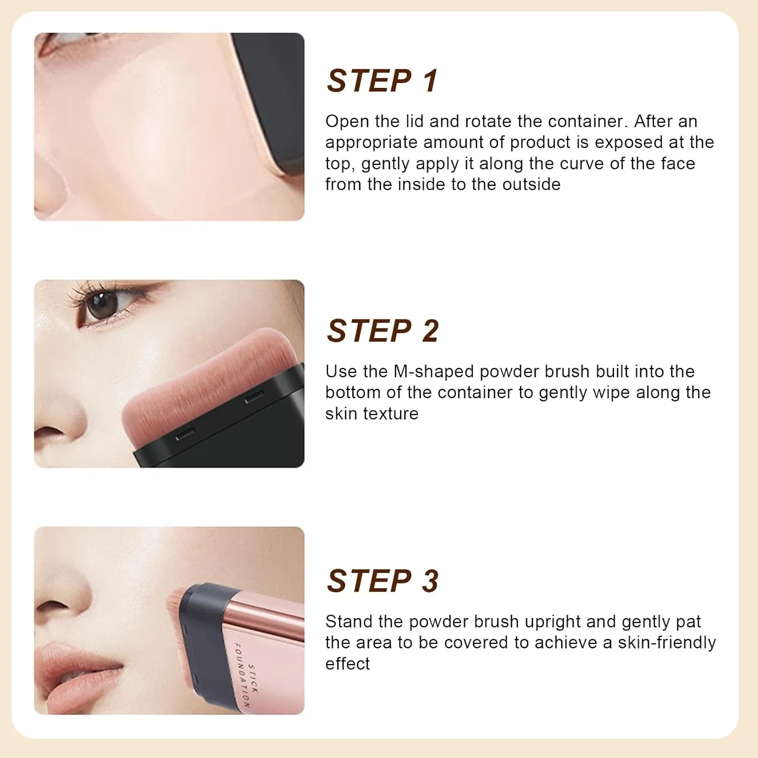 2 In 1- Luxury Anti-Wrinkle Foundation Stick, Vivien Beauty Foundation Stick, Multi-Use Foundation Stick Makeup, Double Head Foundation Make-Up Stick, Longwear Natural Finish (#02, 1pcs)