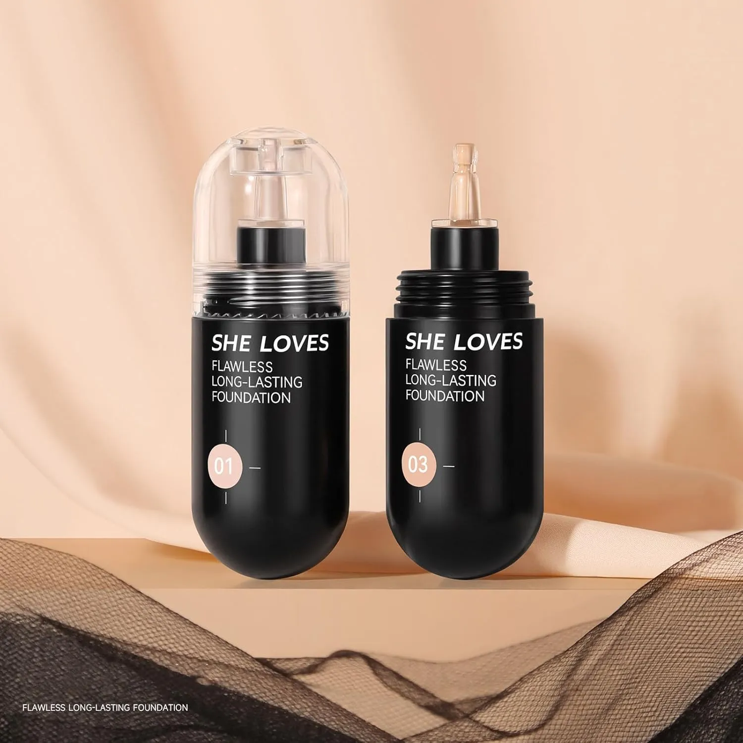 2 Pack Foundation Capsule, Full Coverage Liquid Foundation Cream, Fresh Wear Lightweight, Long Lasting Waterproof, Matte Finish, for a Flawless Complexion, Suitable for All Skin Type (Style C)