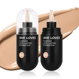 2 Pack Foundation Capsule, Full Coverage Liquid Foundation Cream, Fresh Wear Lightweight, Long Lasting Waterproof, Matte Finish, for a Flawless Complexion, Suitable for All Skin Type (Style C)