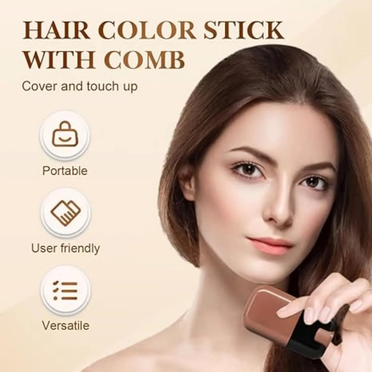 2025 Safe And Convenient Comb Hair Dye,Disposable Hairline Modifire Stick,Portable Hair Dye Pen,Temporary Gray Concealer Cover Up Brush For Covering Gray Hair (Black brown color chestnut brown)